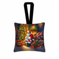 Maltese and Santa Claus Hanging Square Fabric Ornament 3.5 × 3.5 Decorative Door-Knob & Tree Hanger, Soft Fabric