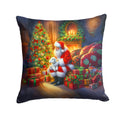 Maltese and Santa Claus Decorative Throw Pillow 18x18 Indoor Outdoor Accent Cushion, Fabric Cover with Insert for Sofa, Bed, Porch & Living Room