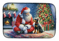 Manchester Terrier and Santa Claus Dish Drying Mat Absorbent Dish Drying Mat Pad for Kitchen Counter Dish Drainer Mat for Countertop, 14 x 21", Multicolor