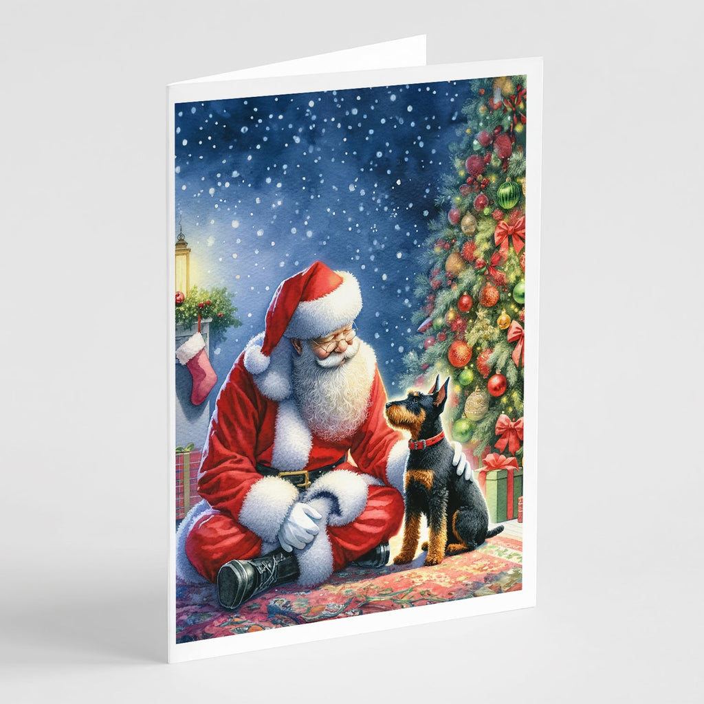 Manchester Terrier and Santa Claus Greeting Cards Pack of 8 Blank Cards with Envelopes Whimsical A7 Size 5x7