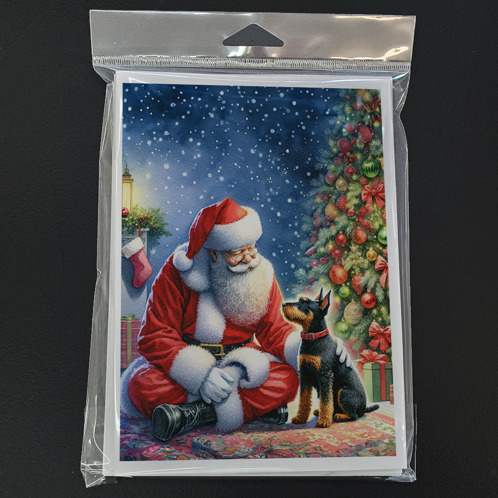 Manchester Terrier and Santa Claus Greeting Cards Pack of 8 Blank Cards with Envelopes Whimsical A7 Size 5x7