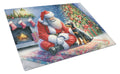 Manchester Terrier and Santa Claus Cutting Board Tempered Glass Kitchen Cutting Surface, Heat Resistant Chopping, Non-Slip Feet, Food Prep & Serving