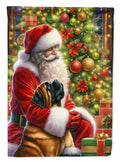 Mastiff and Santa Claus House Flag 28x40 Porch Sleeve Pole Decorative Outside Yard Banner Artwork Wall Hanging, Polyester