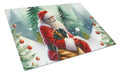 Mastiff and Santa Claus Cutting Board Tempered Glass Kitchen Cutting Surface, Heat Resistant Chopping, Non-Slip Feet, Food Prep & Serving