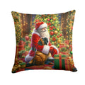 Mastiff and Santa Claus Decorative Throw Pillow 18x18 Indoor Outdoor Accent Cushion, Fabric Cover with Insert for Sofa, Bed, Porch & Living Room