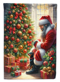 Miniature Pinscher and Santa Claus House Flag 28x40 Porch Sleeve Pole Decorative Outside Yard Banner Artwork Wall Hanging, Polyester