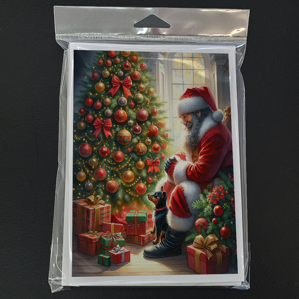 Miniature Pinscher and Santa Claus Greeting Cards Pack of 8 Blank Cards with Envelopes Whimsical A7 Size 5x7
