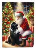 Newfoundland and Santa Claus House Flag 28x40 Porch Sleeve Pole Decorative Outside Yard Banner Artwork Wall Hanging, Polyester