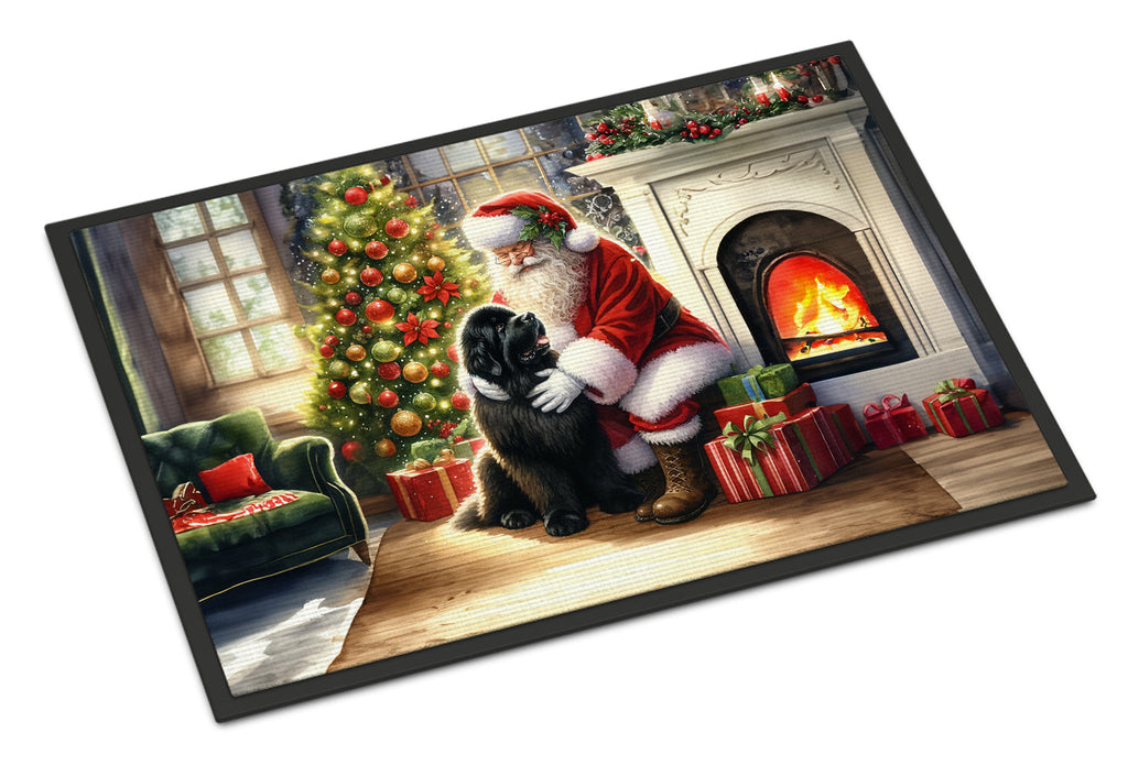Newfoundland and Santa Claus Doormat Indoor Outdoor 24H X 36W Front Door Mat Rugs for Entryway, Non Slip Washable Low Pile,