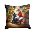 Newfoundland and Santa Claus Decorative Throw Pillow 14x14 Indoor Outdoor Accent Cushion, Fabric Cover with Insert for Sofa, Bed, Porch & Living Room