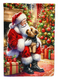 Norfolk Terrier and Santa Claus House Flag 28x40 Porch Sleeve Pole Decorative Outside Yard Banner Artwork Wall Hanging, Polyester