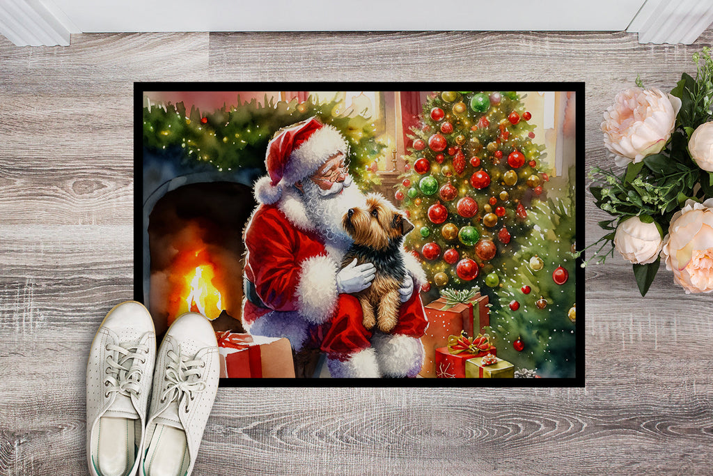 Norfolk Terrier and Santa Claus Doormat Indoor Outdoor 24H X 36W Front Door Mat Rugs for Entryway, Non Slip Washable Low Pile,