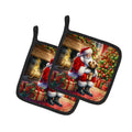 Norfolk Terrier and Santa Claus Pot Holder Set of 2 Heat Resistant Quilted Hot Pads 7.5 x 7.5 Inch, Insulated Kitchen Trivets for Cooking & Baking