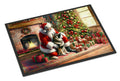 Norwegian Elkhound and Santa Claus Doormat Indoor Outdoor 18H X 27W Front Door Mat Rugs for Entryway, Non Slip Washable