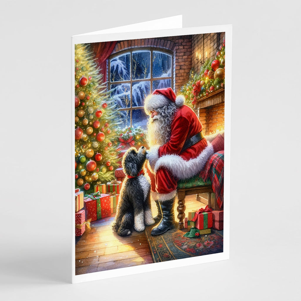 Portuguese Water Dog and Santa Claus Greeting Cards Pack of 8 Blank Cards with Envelopes Whimsical A7 Size 5x7