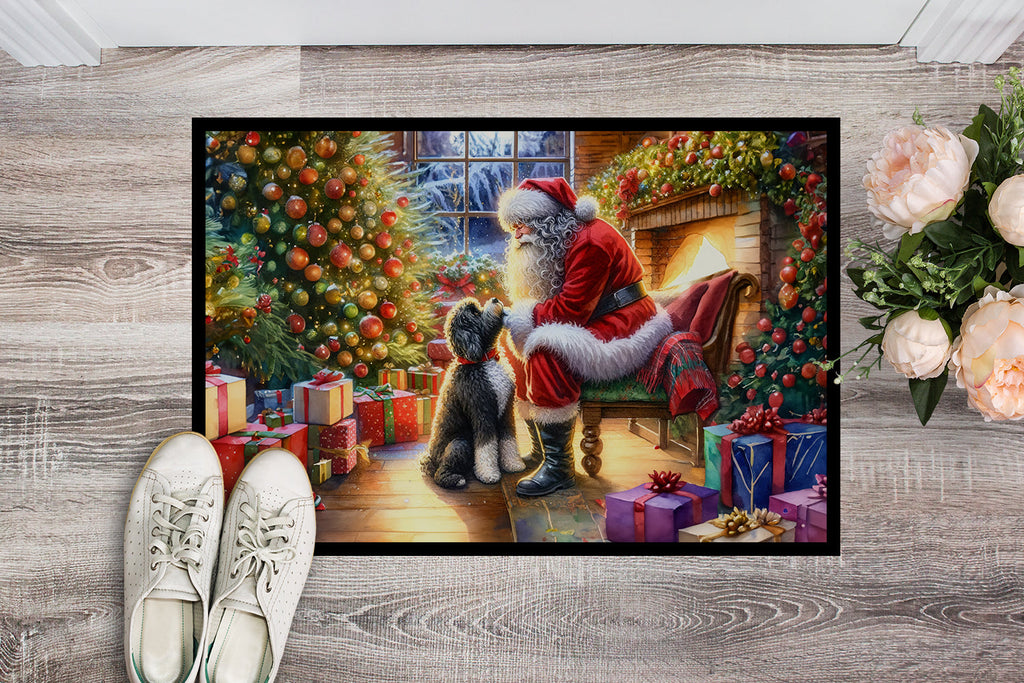 Portuguese Water Dog and Santa Claus Doormat Indoor Outdoor 24H X 36W Front Door Mat Rugs for Entryway, Non Slip Washable Low Pile,