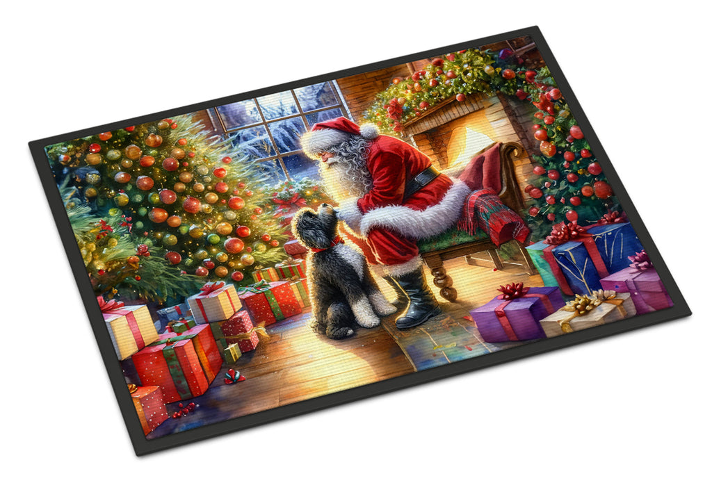 Portuguese Water Dog and Santa Claus Doormat Indoor Outdoor 18H X 27W Front Door Mat Rugs for Entryway, Non Slip Washable