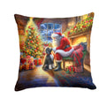 Portuguese Water Dog and Santa Claus Decorative Throw Pillow 18x18 Indoor Outdoor Accent Cushion, Fabric Cover with Insert for Sofa, Bed, Porch & Living Room