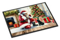 Black Pug and Santa Claus Doormat Indoor Outdoor 18H X 27W Front Door Mat Rugs for Entryway, Non Slip Washable