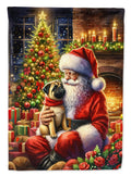 Fawn Pug and Santa Claus House Flag 28x40 Porch Sleeve Pole Decorative Outside Yard Banner Artwork Wall Hanging, Polyester