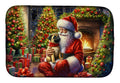 Fawn Pug and Santa Claus Dish Drying Mat Absorbent Dish Drying Mat Pad for Kitchen Counter Dish Drainer Mat for Countertop, 14 x 21", Multicolor