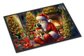 Fawn Pug and Santa Claus Doormat Indoor Outdoor 18H X 27W Front Door Mat Rugs for Entryway, Non Slip Washable