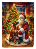 Rhodesian Ridgeback and Santa Claus House Flag 28x40 Porch Sleeve Pole Decorative Outside Yard Banner Artwork Wall Hanging, Polyester