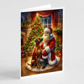 Rhodesian Ridgeback and Santa Claus Greeting Cards Pack of 8 Blank Cards with Envelopes Whimsical A7 Size 5x7