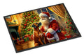 Rhodesian Ridgeback and Santa Claus Doormat Indoor Outdoor 18H X 27W Front Door Mat Rugs for Entryway, Non Slip Washable