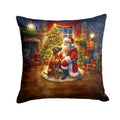 Rhodesian Ridgeback and Santa Claus Decorative Throw Pillow 14x14 Indoor Outdoor Accent Cushion, Fabric Cover with Insert for Sofa, Bed, Porch & Living Room