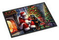 Rottweiler and Santa Claus Doormat Indoor Outdoor 24H X 36W Front Door Mat Rugs for Entryway, Non Slip Washable Low Pile,