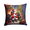Rottweiler and Santa Claus Decorative Throw Pillow 14x14 Indoor Outdoor Accent Cushion, Fabric Cover with Insert for Sofa, Bed, Porch & Living Room