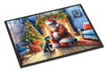 Schnauzer and Santa Claus Doormat Indoor Outdoor 18H X 27W Front Door Mat Rugs for Entryway, Non Slip Washable