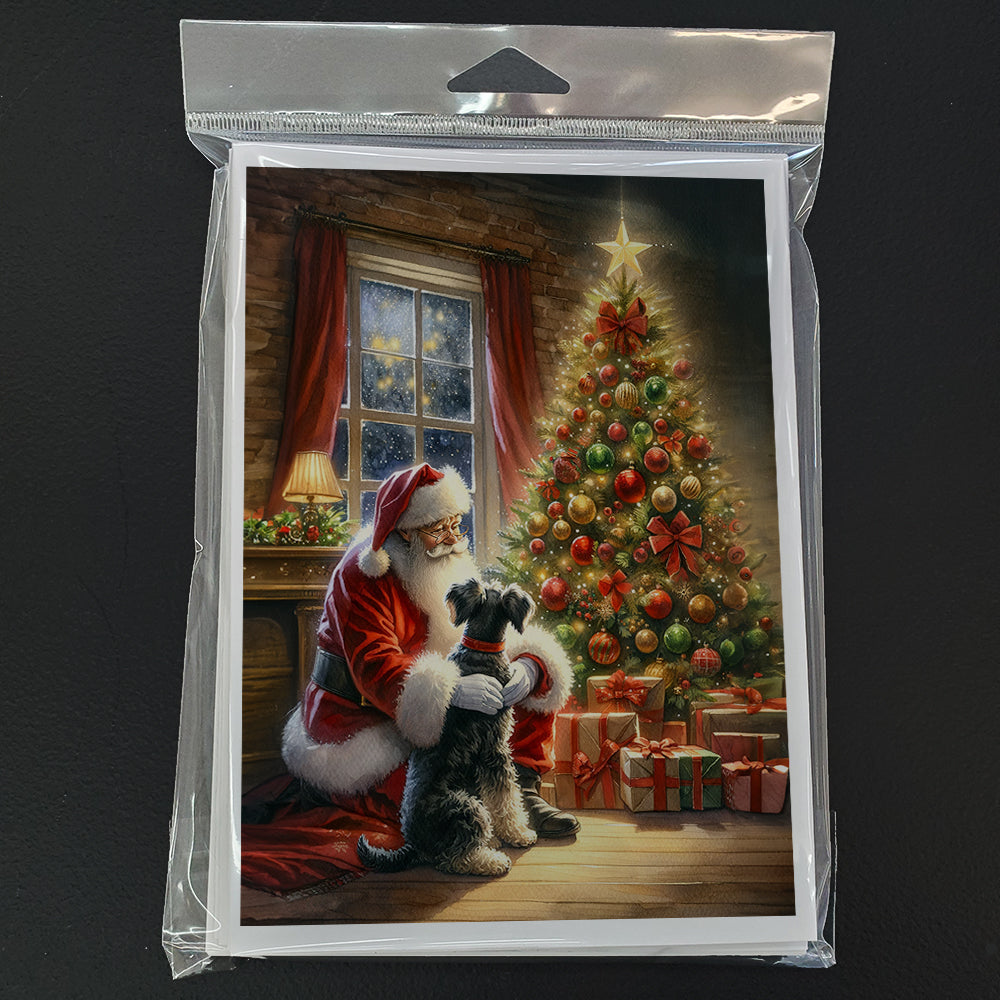 Schnauzer and Santa Claus Greeting Cards Pack of 8 Blank Cards with Envelopes Whimsical A7 Size 5x7