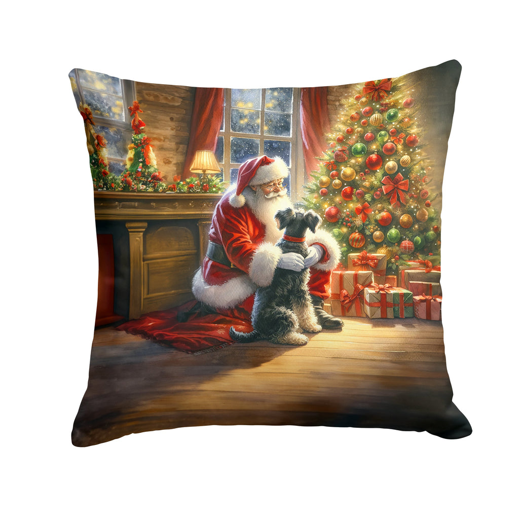 Schnauzer and Santa Claus Decorative Throw Pillow 18x18 Indoor Outdoor Accent Cushion, Fabric Cover with Insert for Sofa, Bed, Porch & Living Room