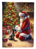 Scottish Terrier and Santa Claus House Flag 28x40 Porch Sleeve Pole Decorative Outside Yard Banner Artwork Wall Hanging, Polyester