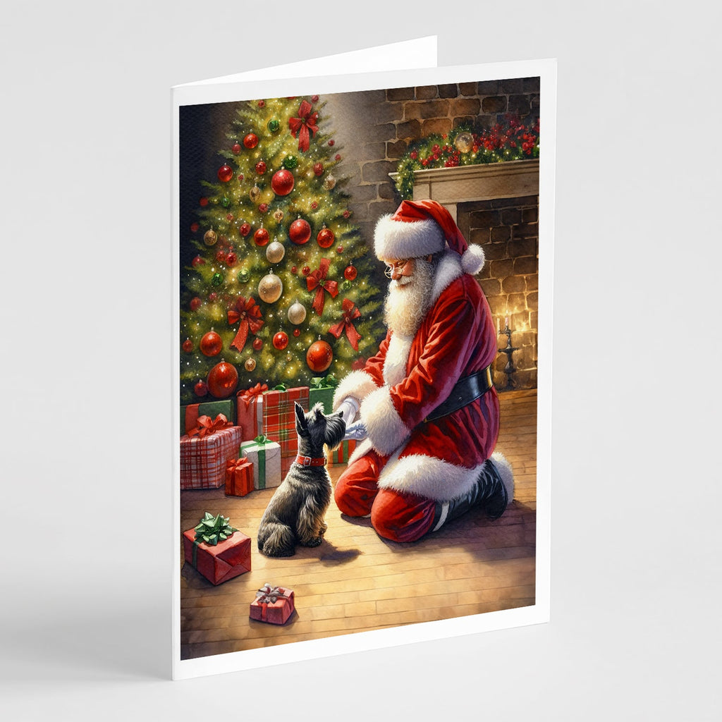 Scottish Terrier and Santa Claus Greeting Cards Pack of 8 Blank Cards with Envelopes Whimsical A7 Size 5x7