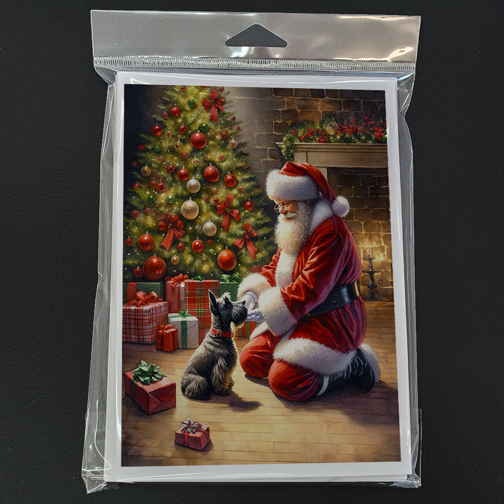 Scottish Terrier and Santa Claus Greeting Cards Pack of 8 Blank Cards with Envelopes Whimsical A7 Size 5x7