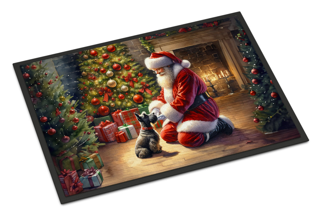 Scottish Terrier and Santa Claus Doormat Indoor Outdoor 18H X 27W Front Door Mat Rugs for Entryway, Non Slip Washable