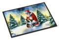Sheltie and Santa Claus Doormat Indoor Outdoor 24H X 36W Front Door Mat Rugs for Entryway, Non Slip Washable Low Pile,