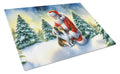 Sheltie and Santa Claus Cutting Board Tempered Glass Kitchen Cutting Surface, Heat Resistant Chopping, Non-Slip Feet, Food Prep & Serving