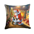 Sheltie and Santa Claus Decorative Throw Pillow 14x14 Indoor Outdoor Accent Cushion, Fabric Cover with Insert for Sofa, Bed, Porch & Living Room