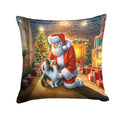 Sheltie and Santa Claus Decorative Throw Pillow 18x18 Indoor Outdoor Accent Cushion, Fabric Cover with Insert for Sofa, Bed, Porch & Living Room