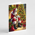 Shiba Inu and Santa Claus Greeting Cards Pack of 8 Blank Cards with Envelopes Whimsical A7 Size 5x7
