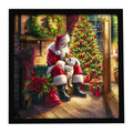 Shiba Inu and Santa Claus Framed Metal Print Bathroom, Kitchen, Office, Home Decor Wall Art Ready to Hang, Square, 8X8