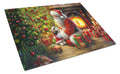 Shih Tzu and Santa Claus Cutting Board Tempered Glass Kitchen Cutting Surface, Heat Resistant Chopping, Non-Slip Feet, Food Prep & Serving