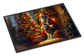 Siberian Husky and Santa Claus Doormat Indoor Outdoor 24H X 36W Front Door Mat Rugs for Entryway, Non Slip Washable Low Pile,