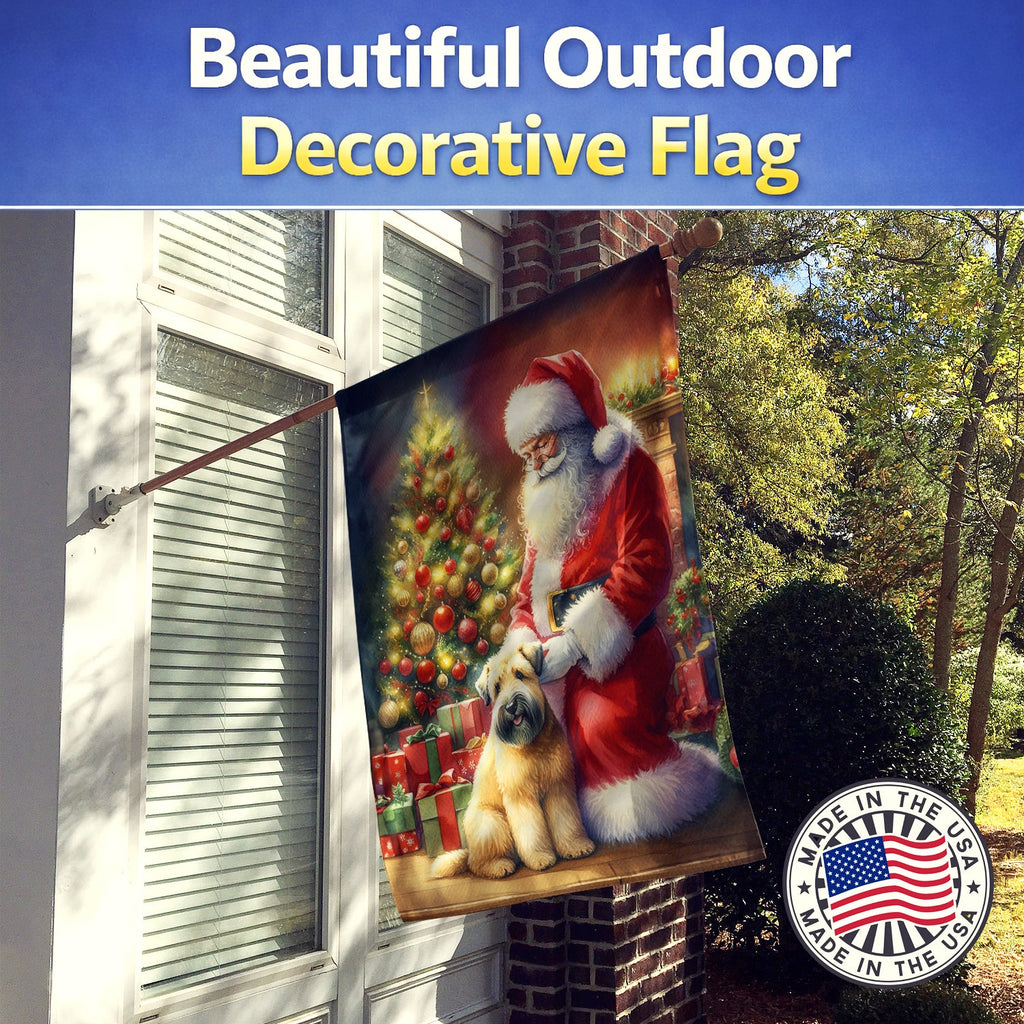 Wheaten Terrier and Santa Claus House Flag 28x40 Porch Sleeve Pole Decorative Outside Yard Banner Artwork Wall Hanging, Polyester