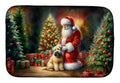 Wheaten Terrier and Santa Claus Dish Drying Mat Absorbent Dish Drying Mat Pad for Kitchen Counter Dish Drainer Mat for Countertop, 14 x 21", Multicolor