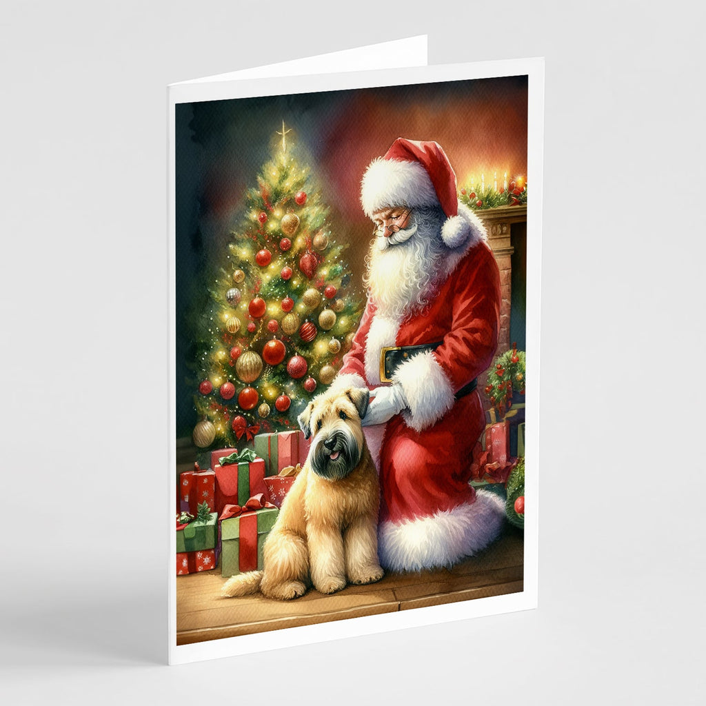 Wheaten Terrier and Santa Claus Greeting Cards Pack of 8 Blank Cards with Envelopes Whimsical A7 Size 5x7